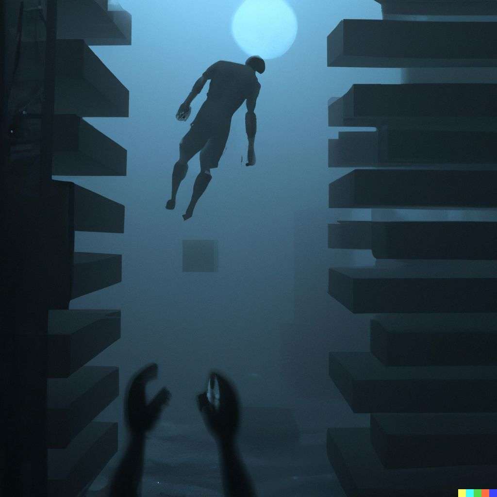 the discovery of gravity, digital art, dystopia